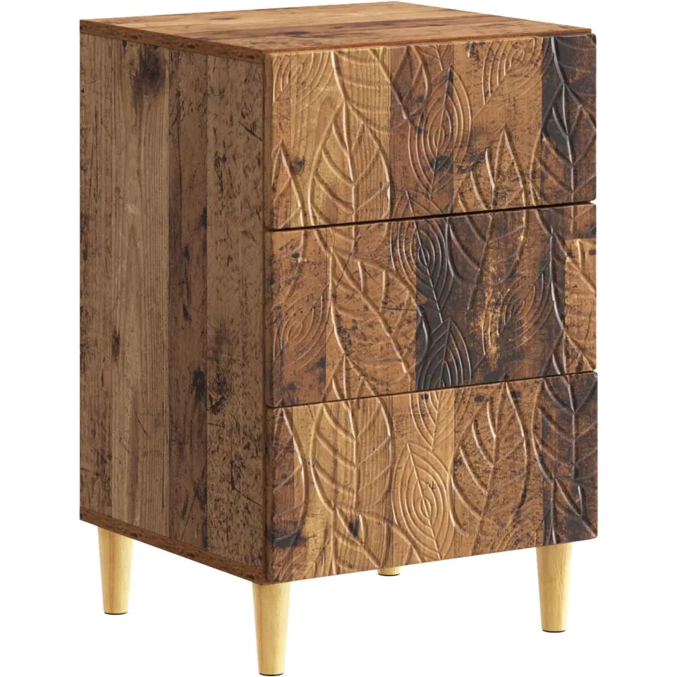 vidaXL Nachtkastje Oud hout 43 x 41 x 66,5 cm Bewerkt hout bruin, foto 3