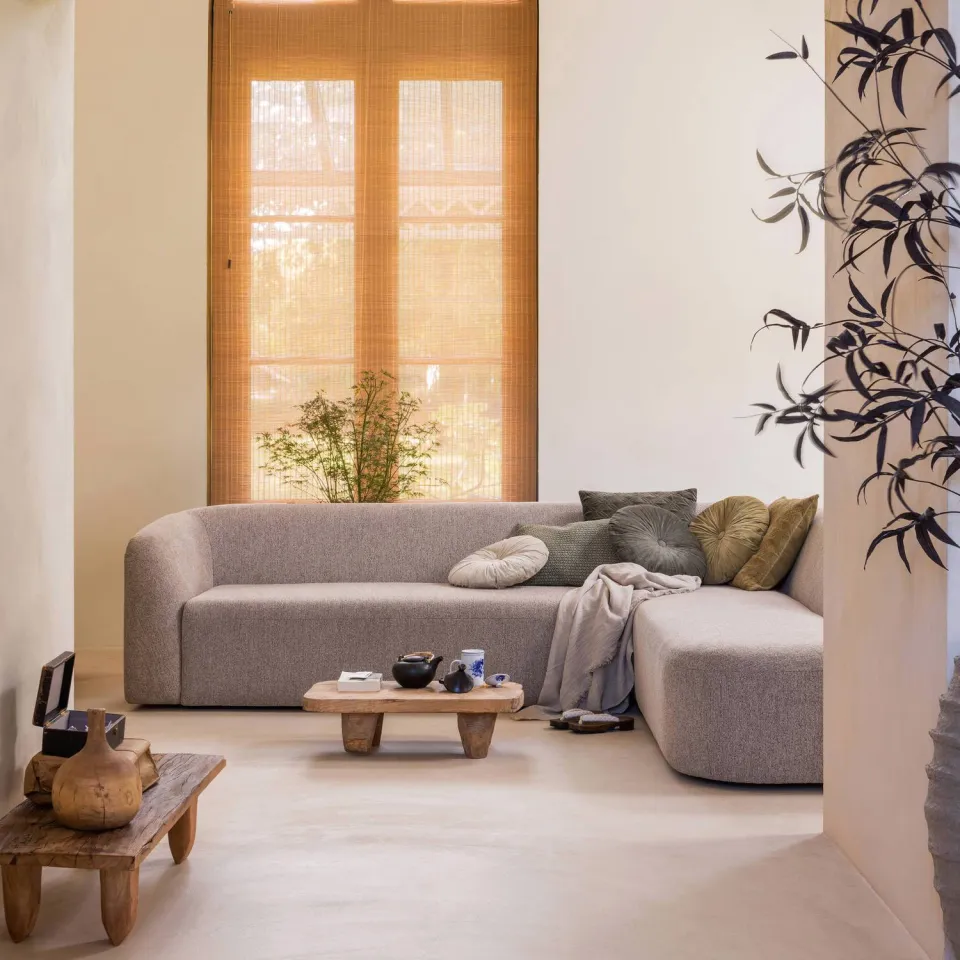 WOOOD Sloping Hoekbank Rechts - Polyester - Naturel - 77x225x87, foto 2