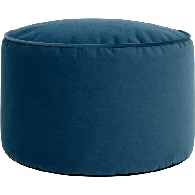 Icon Milano Poef - Ronde Zitzak Hocker - Fluweel - Marineblauw