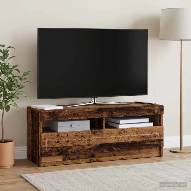 vidaXL LED tv-meubel Oud hout Bewerkt hout Bruin