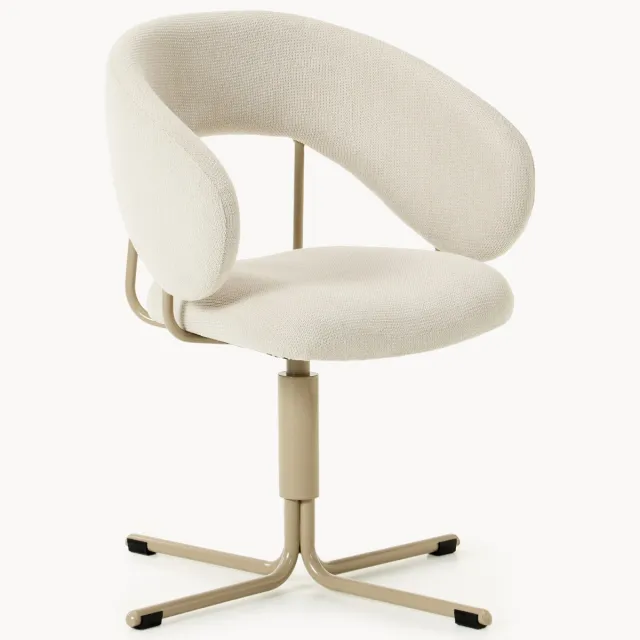 Westwing Collection Gestoffeerde draaistoel Darien met armleuningen Beige, Wit