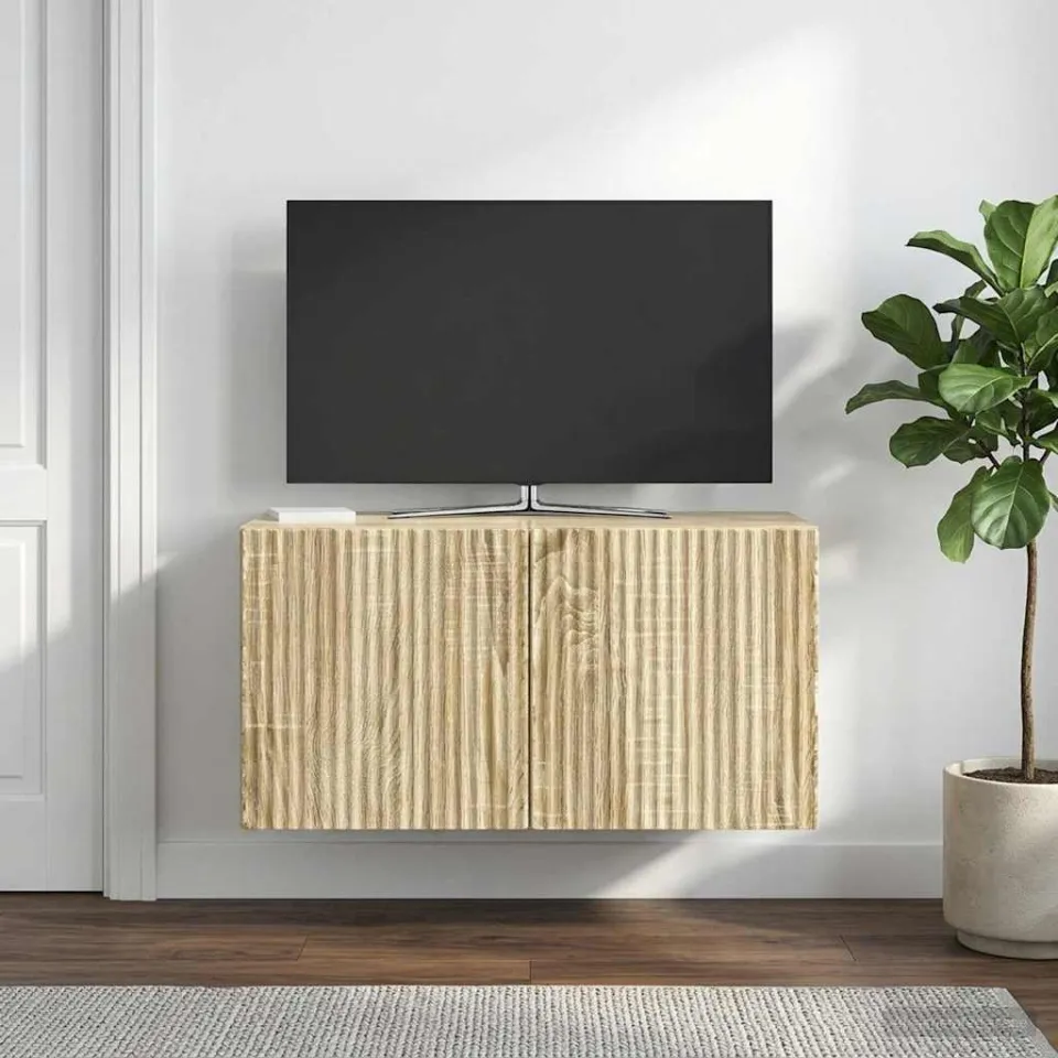 vidaXL Wandbeugel TV-kast 59,5 x 31 x 30 cm Sonoma Eiken Bewerkt hout, foto 4