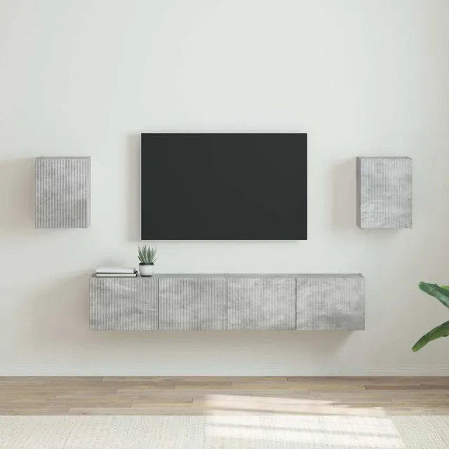 vidaXL TV Wandkast 2 st Betongrijs Bewerkt hout