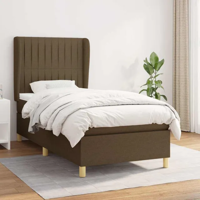 vidaXL Boxspring met matras stof donkerbruin 90x190 cm bruin