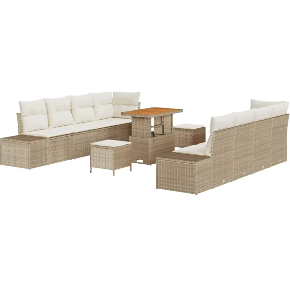 vidaXL Tuinbankenset 11 st Beige poly rattan