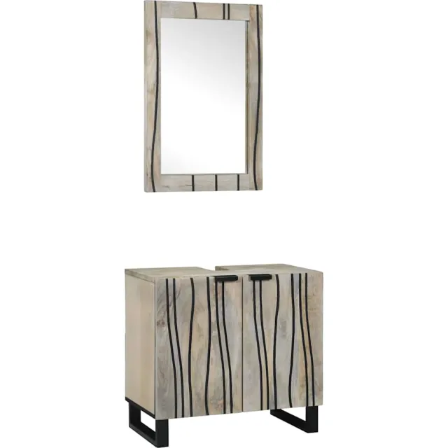 vidaXL Badkamerkastenset 2 st Wit Massief Mango Hout