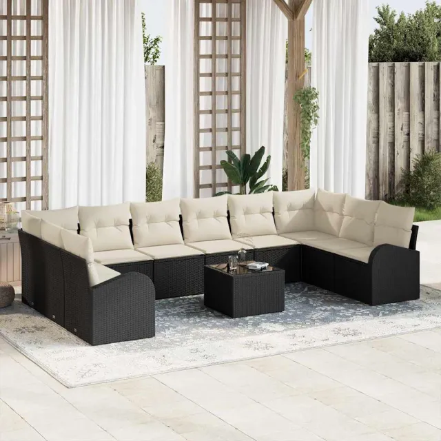 vidaXL Bankstel 11 st Zwart [Synthetisch]: Polyrattan, foto 2