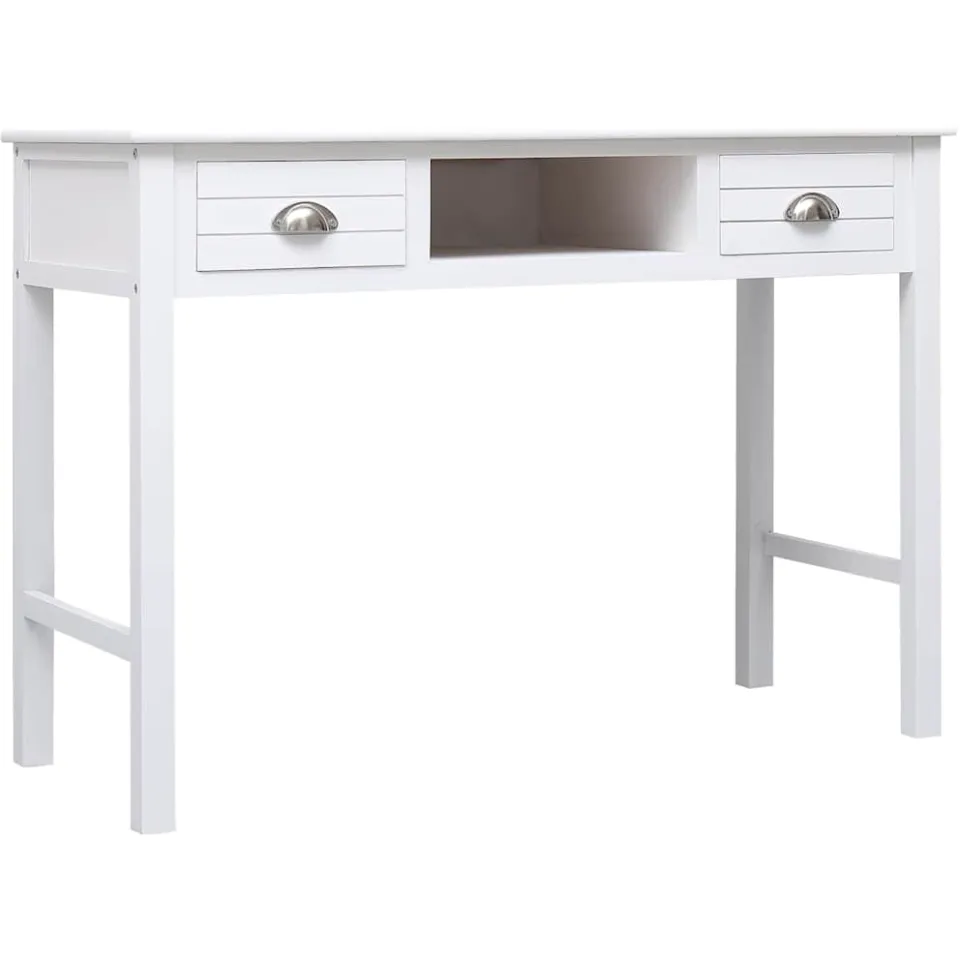 vidaXL Bureau 108x45x76 cm massief paulowniahout wit, foto 2