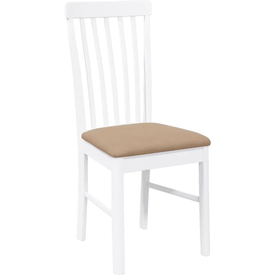 vidaXL Eetkamerstoelen met kussens 2 st massief hout rubber wit, foto 4