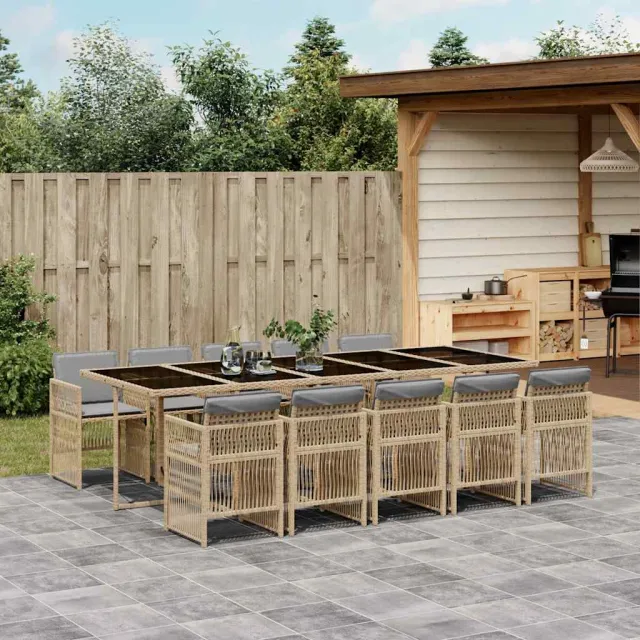 vidaXL 11-delige Tuinset met kussens poly rattan grijs, foto 2