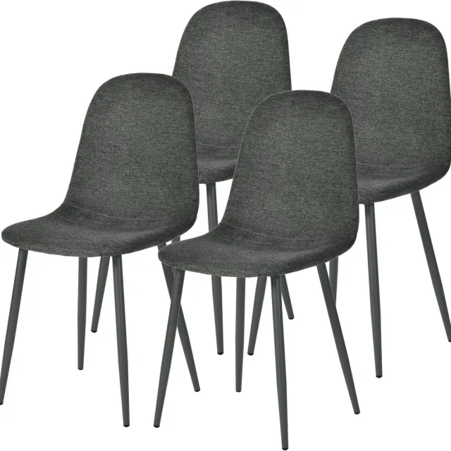 MEUBLE COSY Eetkamerstoel - Set Van 4 Gestoffeerd Scandinavisch - Gemengd Grijs