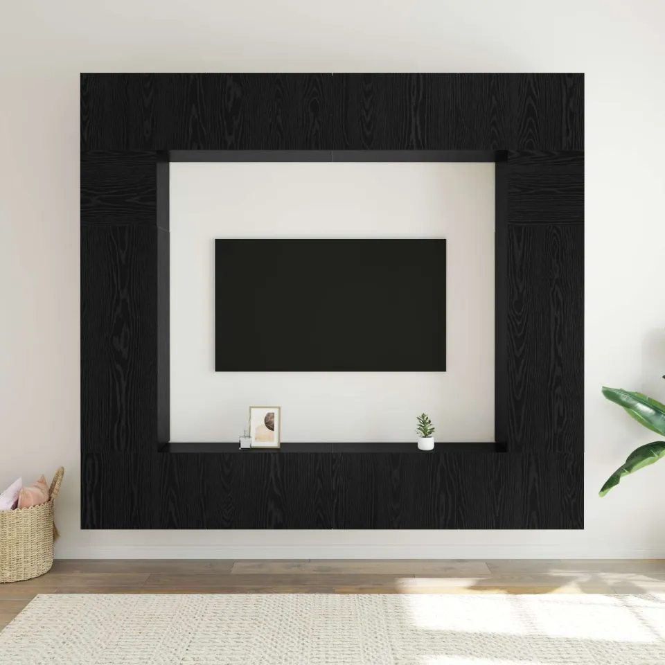 vidaXL Tv-meubelset 8 st 100 x 30 x 30 cm Zwart Eiken, foto 3