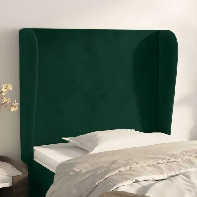 vidaXL Hoofdbord met randen 103x23x118/128 cm fluweel donkergroen groen
