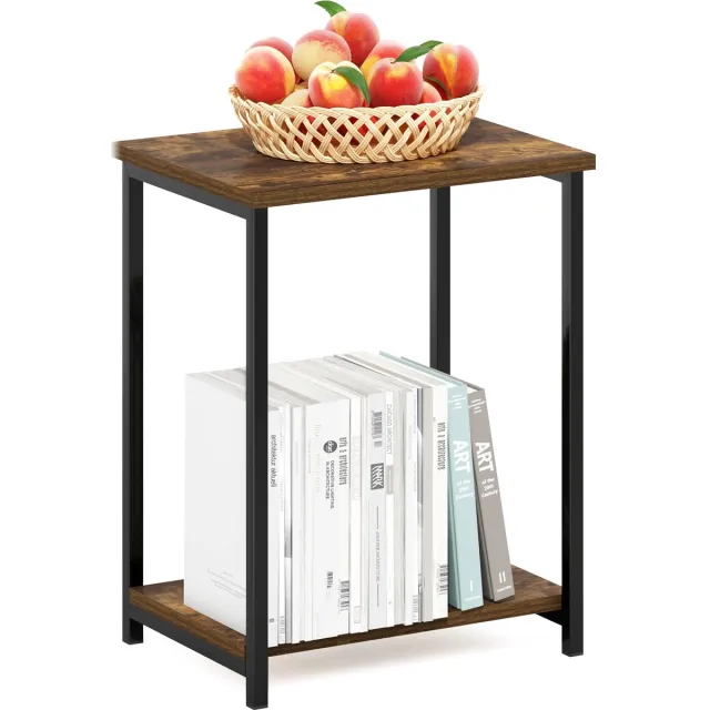 Unyqoos Industriële bijzettafel met metalen frame en rustieke uitstraling zwart/bruin