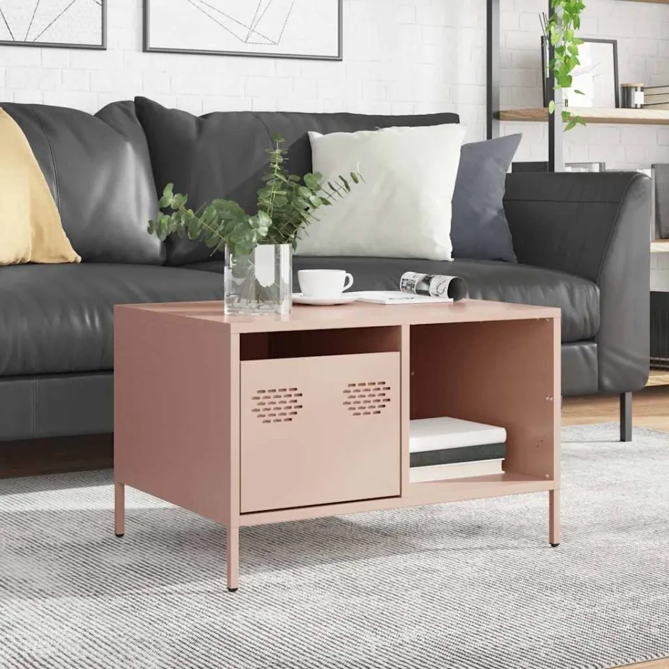 vidaXL Salontafel 68,5x50x43,5 cm koudgewalst staal roze, foto 2
