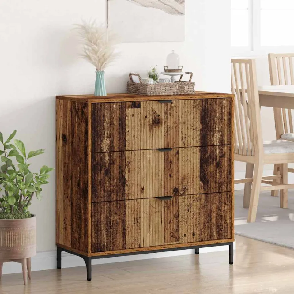 vidaXL Dressoir Oudhout 79,5 x 33 x 82 cm Bewerkt hout bruin, foto 4