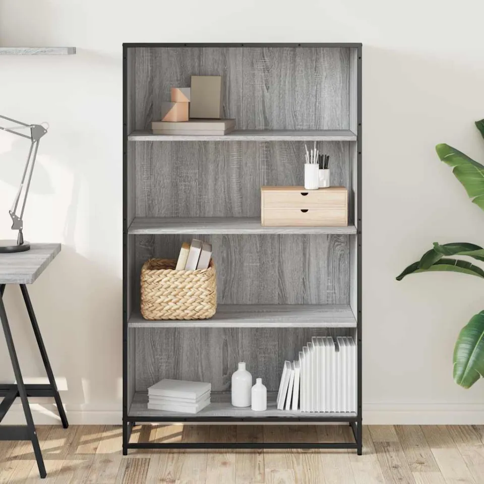 vidaXL Boekenkast 80,5x35x139 cm bewerkt hout grijs sonoma eikenkleur, foto 3