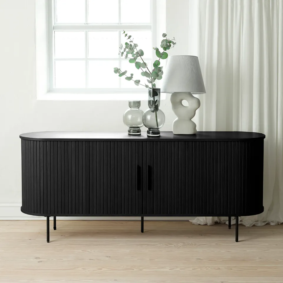 Olivine Lenn houten dressoir zwart eiken - 180 x 45 cm, foto 2