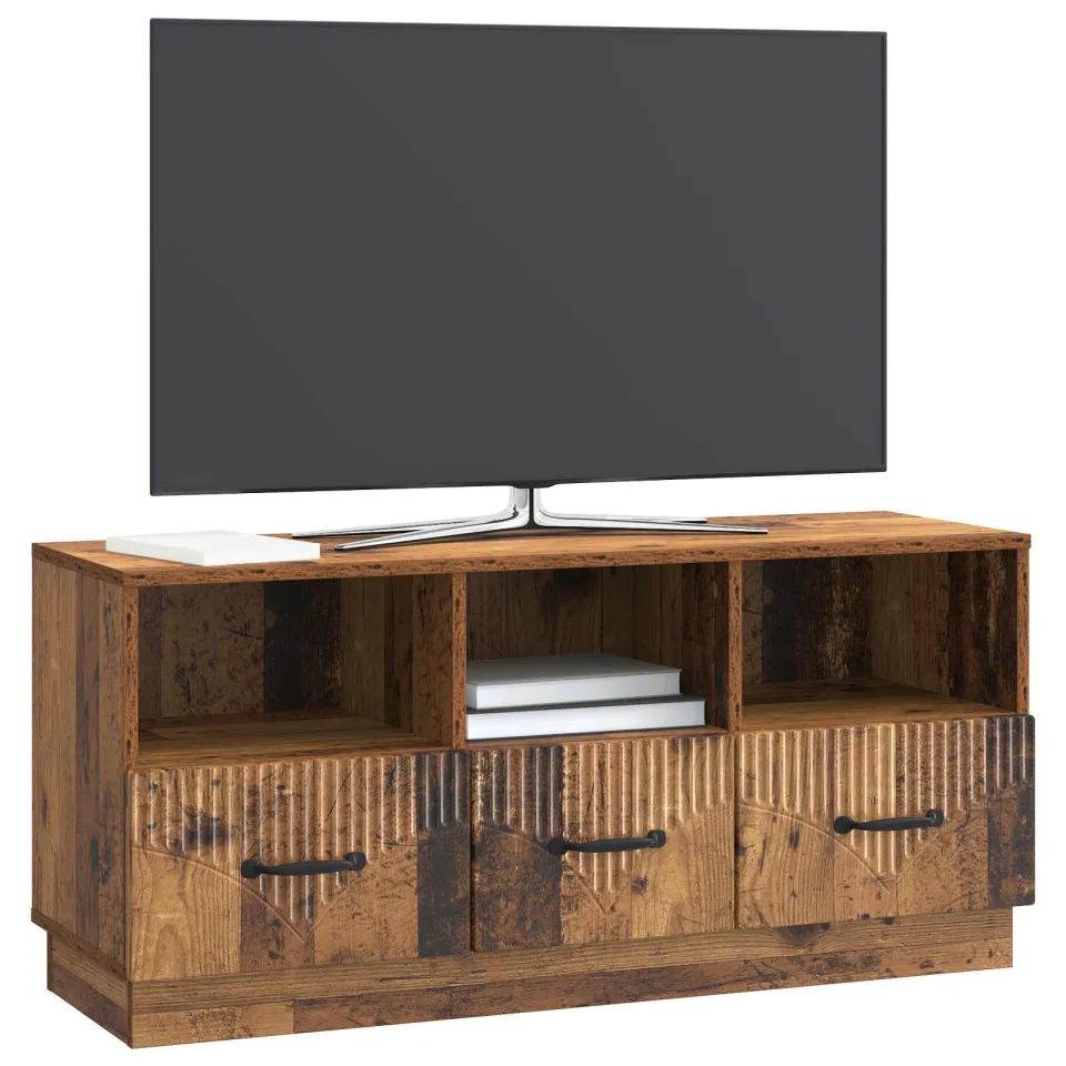 vidaXL TV-kast met lade Oud hout 102 x 34,5 x 47 cm Bewerkt hout bruin, foto 3