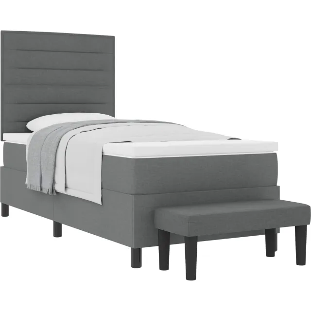vidaXL Boxspringbed met kussen Donkergrijs 90 x 190 cm Stof