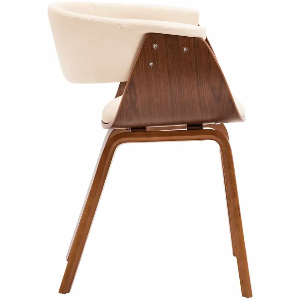 vidaXL Eetkamerstoel gebogen hout en kunstleer crème, foto 4