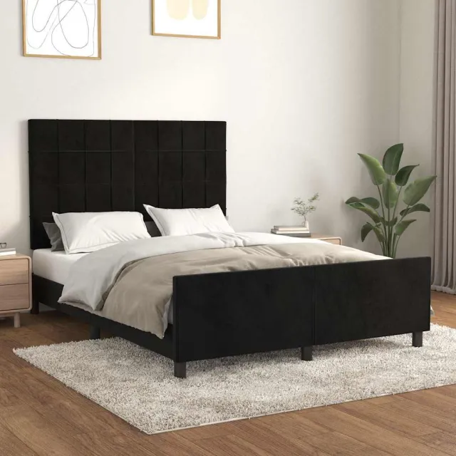 vidaXL Bedframe zonder matras 140x200 cm fluweel zwart