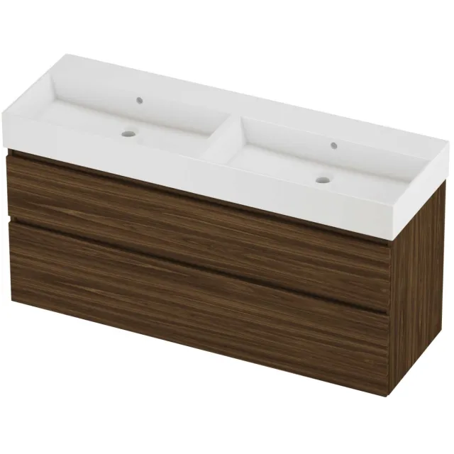Proline Zara Badmeubelset Porselein Loft 140x46x73 cm Glans Wit Cabana Oak Eiken
