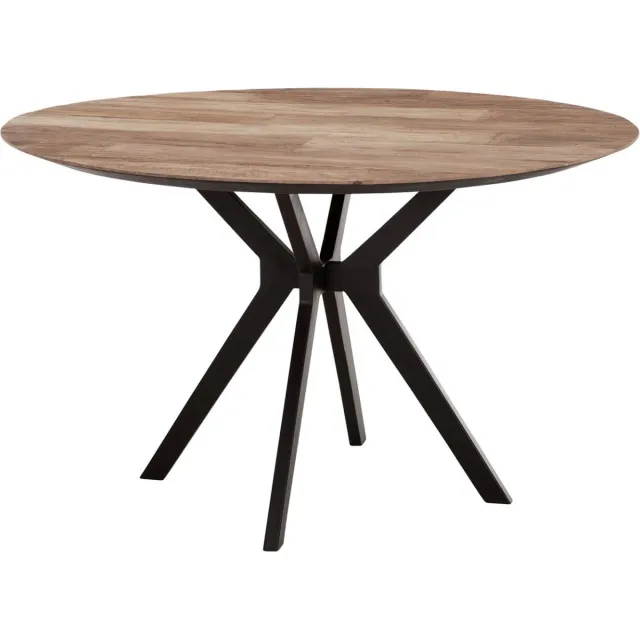 24Designs Metropole Ronde Eettafel - Ø130 X H78 Cm - Teakhout Bruin