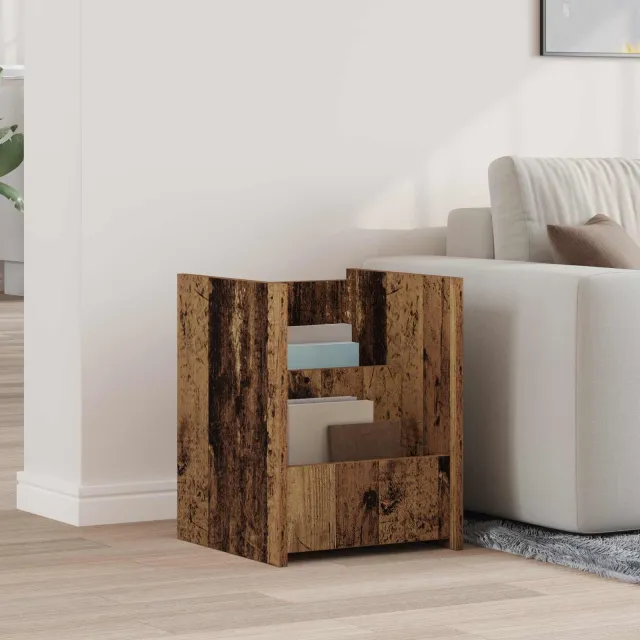 vidaXL Tijdschrift Rek met plank Oudhout 35 x 35 x 45 cm Bewerkt hout bruin, foto 2