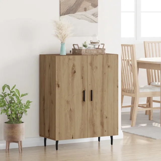 vidaXL Dressoir Artisan Eiken 69,5 x 34 x 90 cm Bewerkt hout Bruin