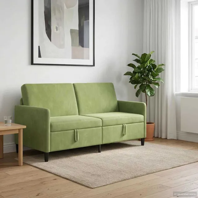 vidaXL Bank met opslag 3-zits Lichtgroen 172 x 78 x 87 cm Polyester