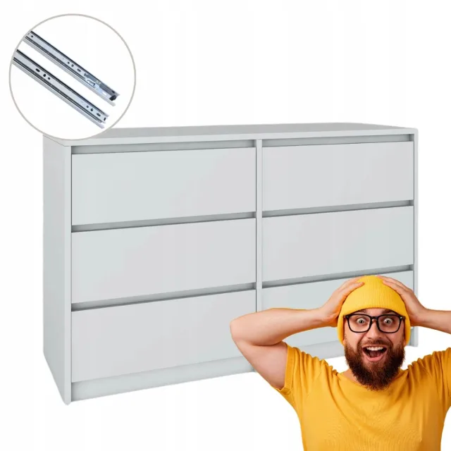 Fernika Kommode met 6 Lades - Lichtgrijs - 120x75,2x43cm