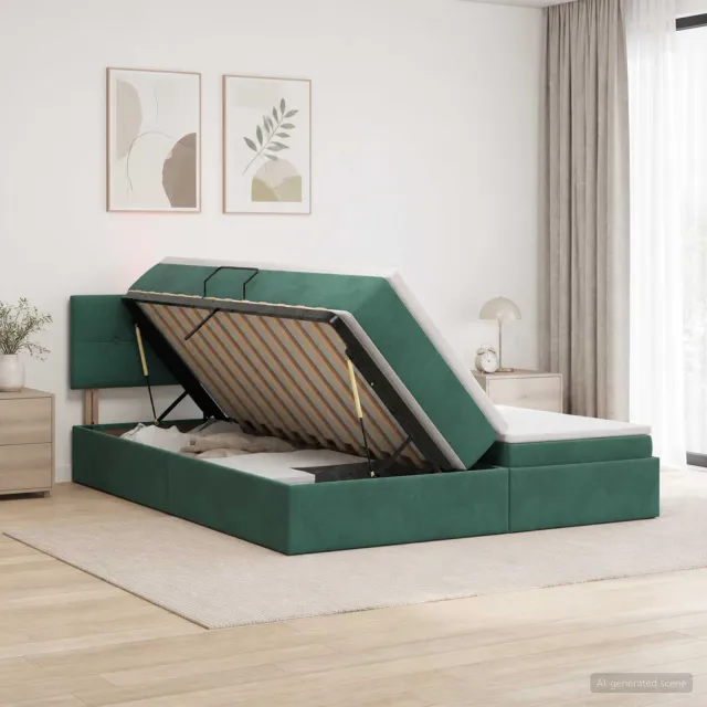 vidaXL Opslag bed met hoofdeinde 2 st Donkergroen