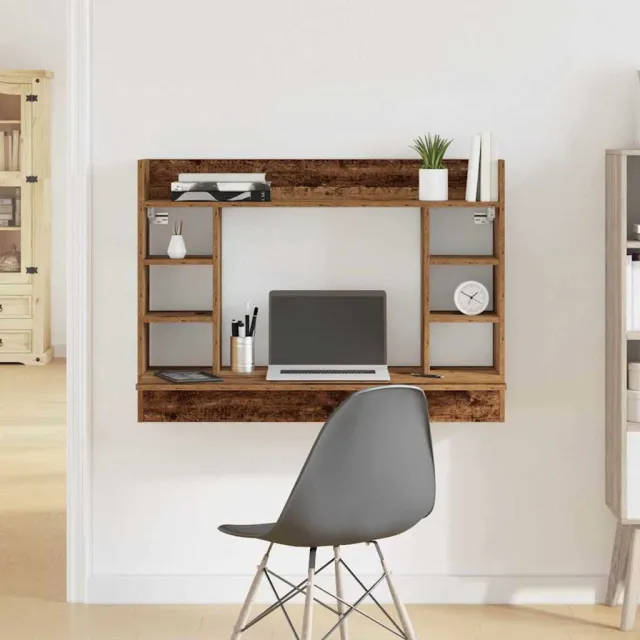 vidaXL Aan de muur bevestigd bureau Oud hout 105 x 48 x 75 cm bruin, foto 2