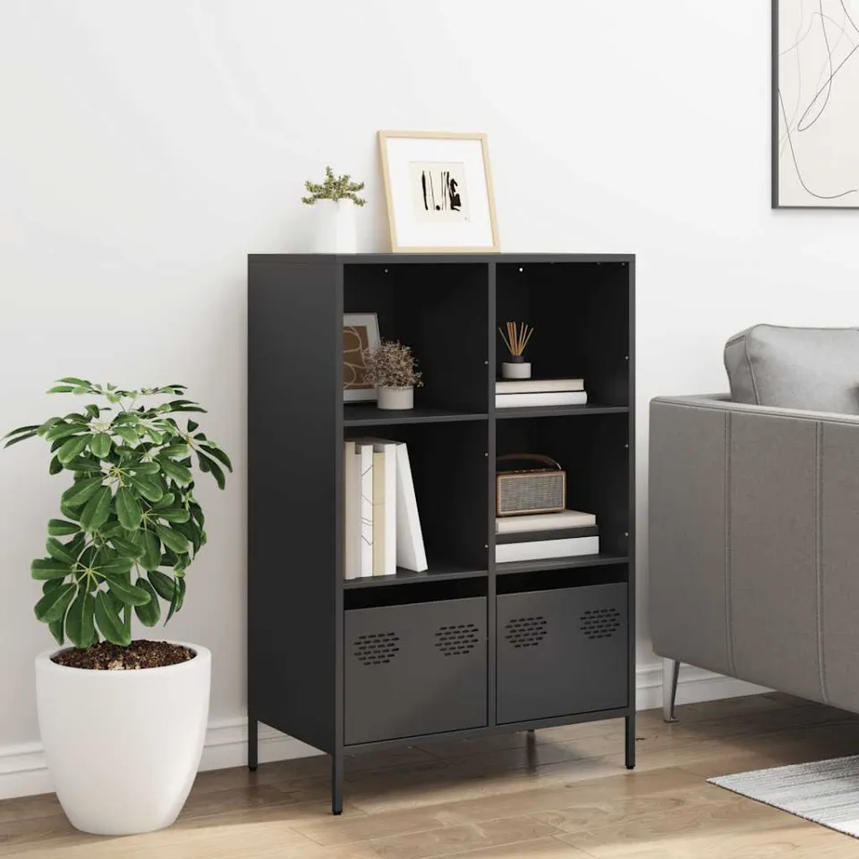 vidaXL Hoge kast 68x39x103,5 cm staal zwart, foto 2