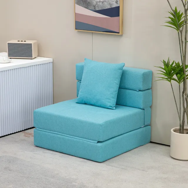 CHICFURN Slaapfauteuil - 2-in-1 - Opvouwbaar - Blauw