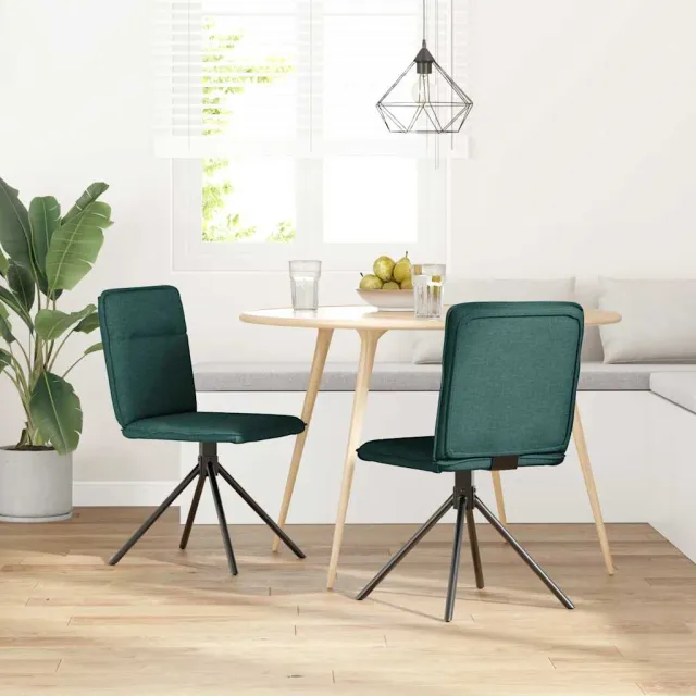 vidaXL Eetkamerstoelen 2 st stof donkergroen groen, foto 2