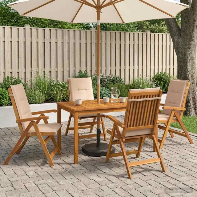 vidaXL 5-Piece Garden Dining Set 4-zits Beige Massief Acaciahout, foto 2