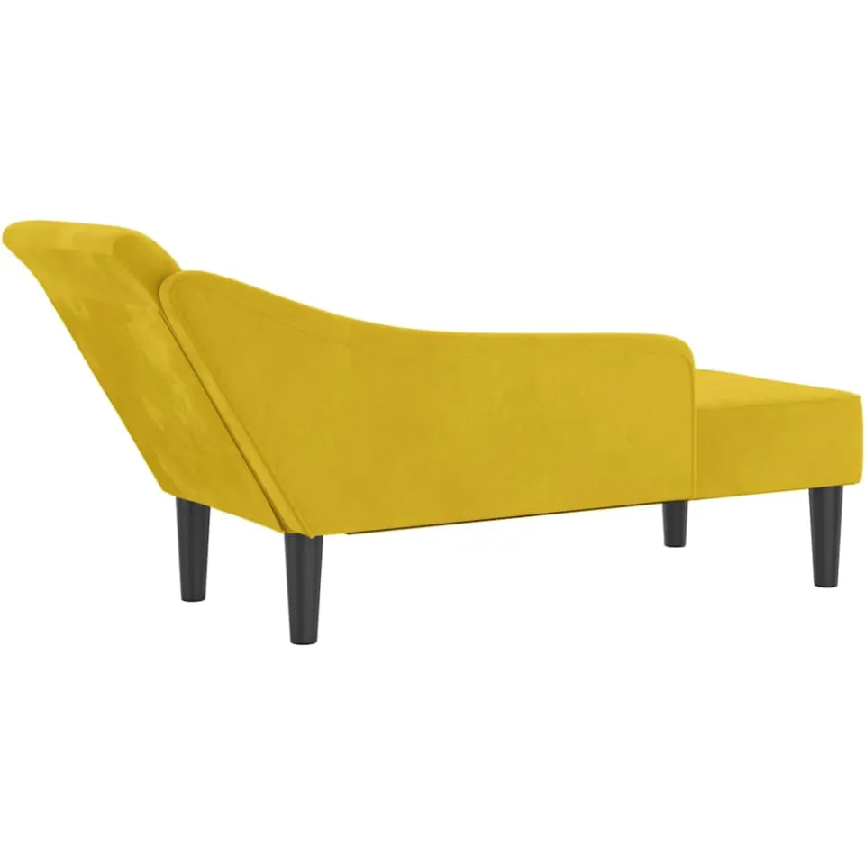 vidaXL Chaise longue met kussens fluweel geel, foto 4