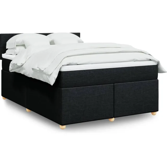 vidaXL Boxspring met matras stof zwart 140x200 cm