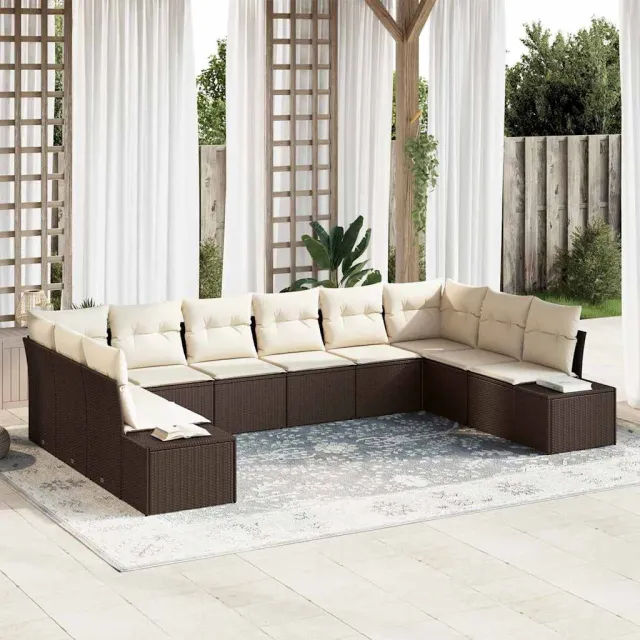 vidaXL Tuin Sofa Set 10 st Bruin poly rattan, foto 2