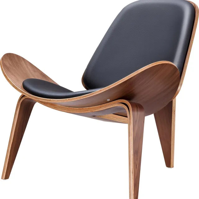 Bolt Edge Moderne Fauteuil - Walnoothout - Eyecatcher - Stijlvol zitmeubel Zwart