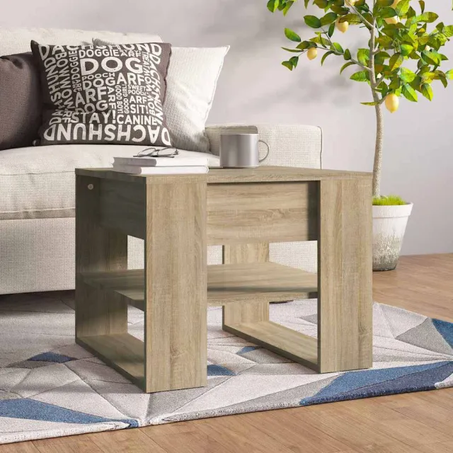 vidaXL Salontafel 55,5x55x45 cm bewerkt hout sonoma eikenkleurig, foto 2