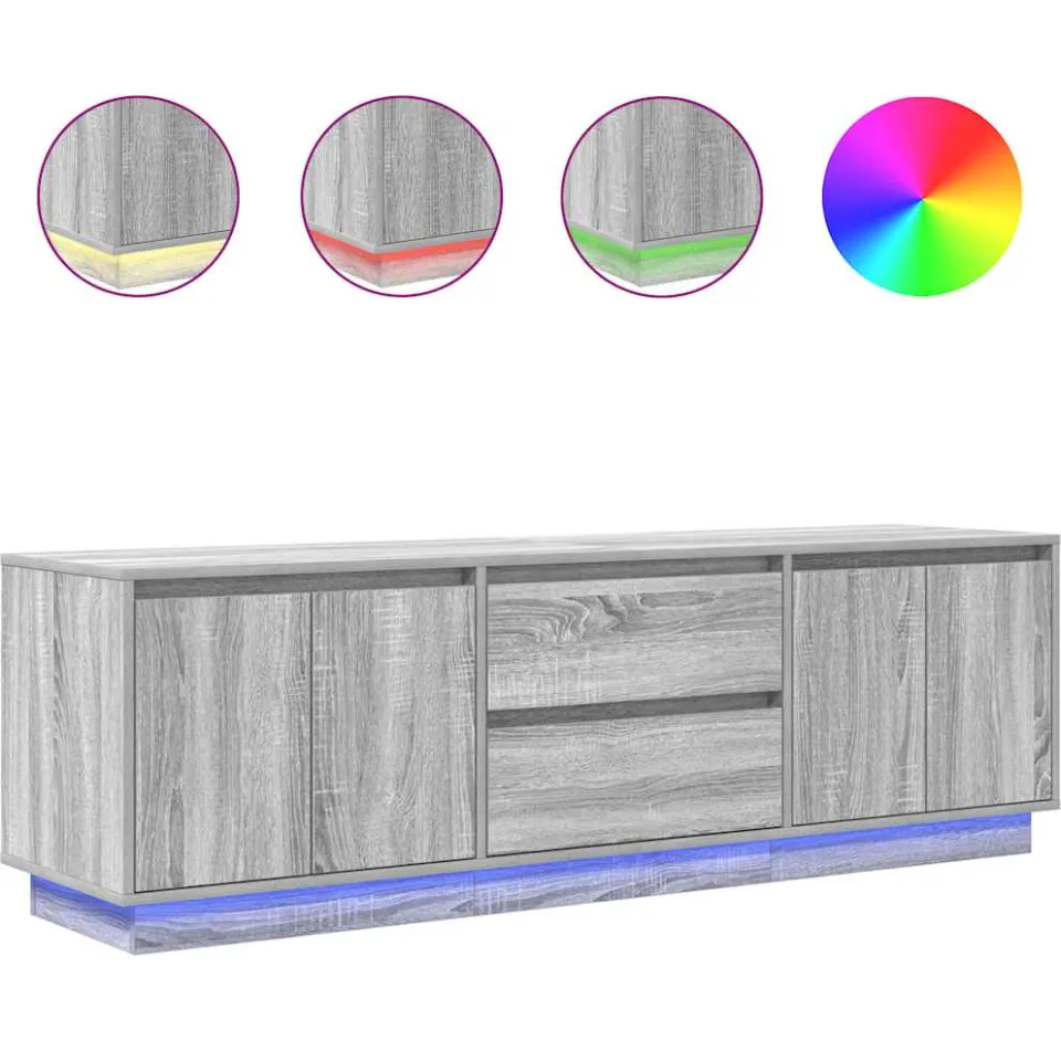 vidaXL Tv-meubel met LED-verlichting 160,5x41x50 cm grijs sonoma eiken, foto 4