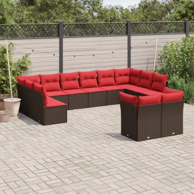vidaXL 12-delige tuinbankset met kussens, bruin polyrotan, foto 2