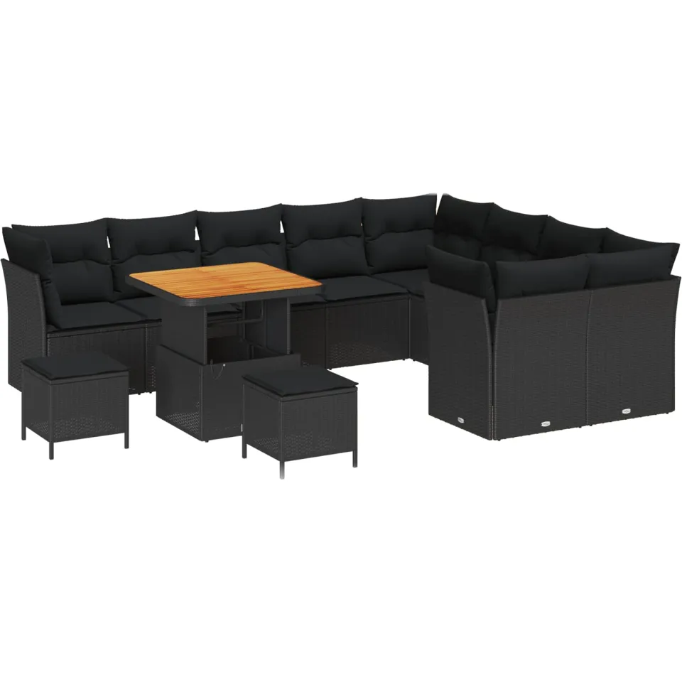 vidaXL Tuinbankenset 12 st Zwart poly rattan