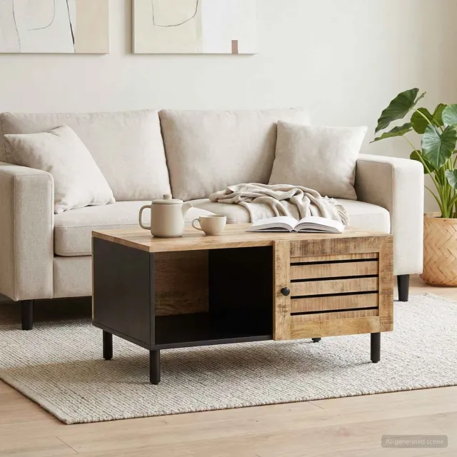 vidaXL Salontafel Naturel 80 x 50 x 40 cm Massief Mango Hout, foto 2
