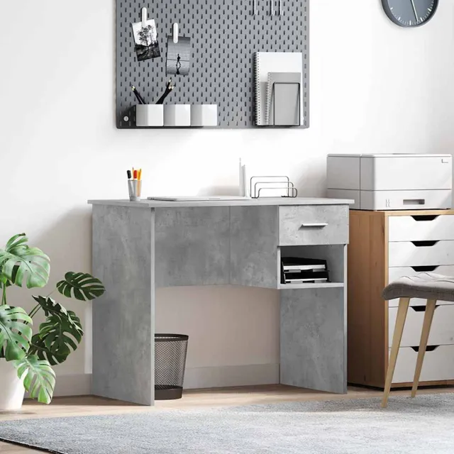 vidaXL Bureau Beton Grijs 90 x 49 x 75 cm Bewerkt hout