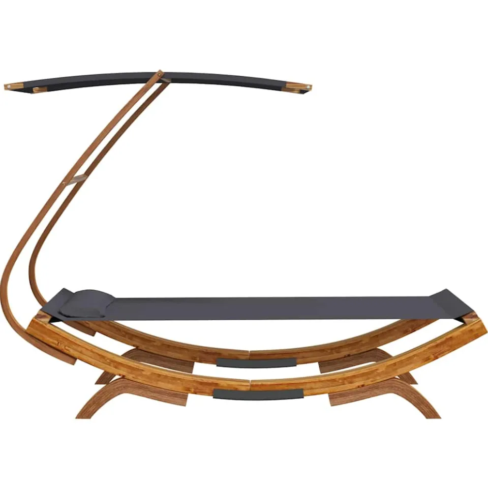 vidaXL Loungebed met luifel 100x190x134 cm gebogen hout antracietkleur, foto 4