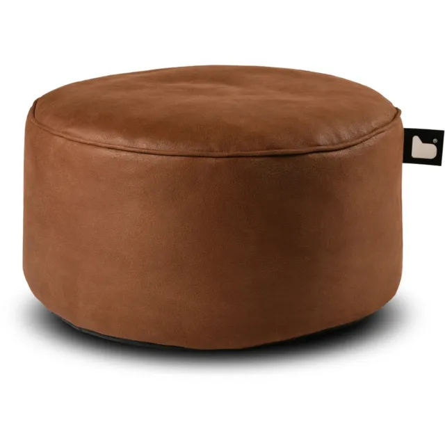 Extreme Lounging b-poufe luxury - poef rond - voor binnen - comfortabele leatherlook - 60x40cm - chestnut bruin